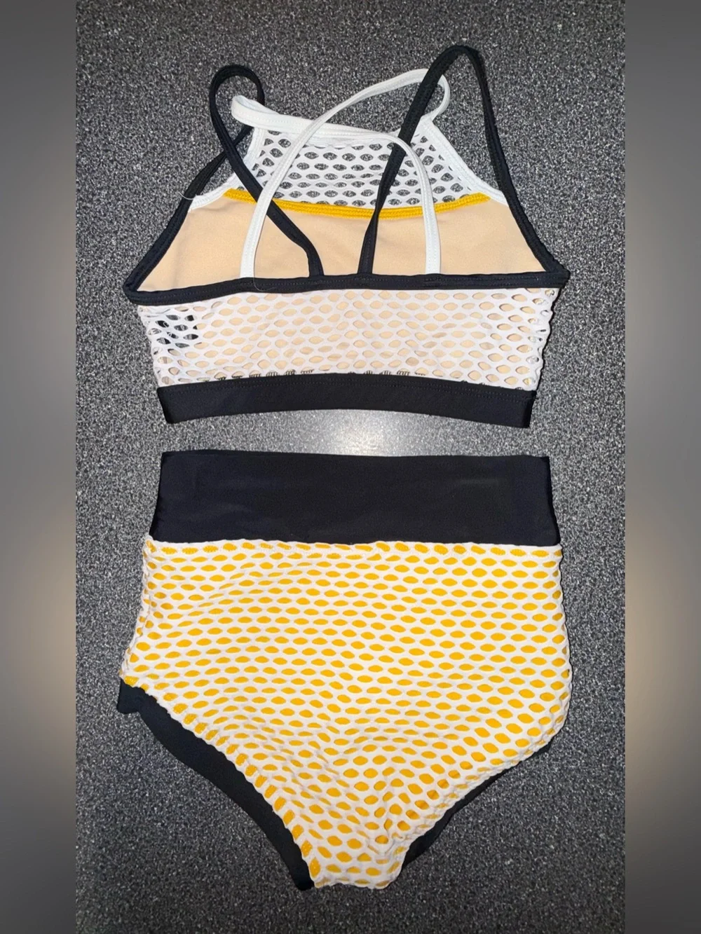 Kandi Kouture Dance 2 Piece Set Yellow/White/Black Size Child X-Large (10/12)